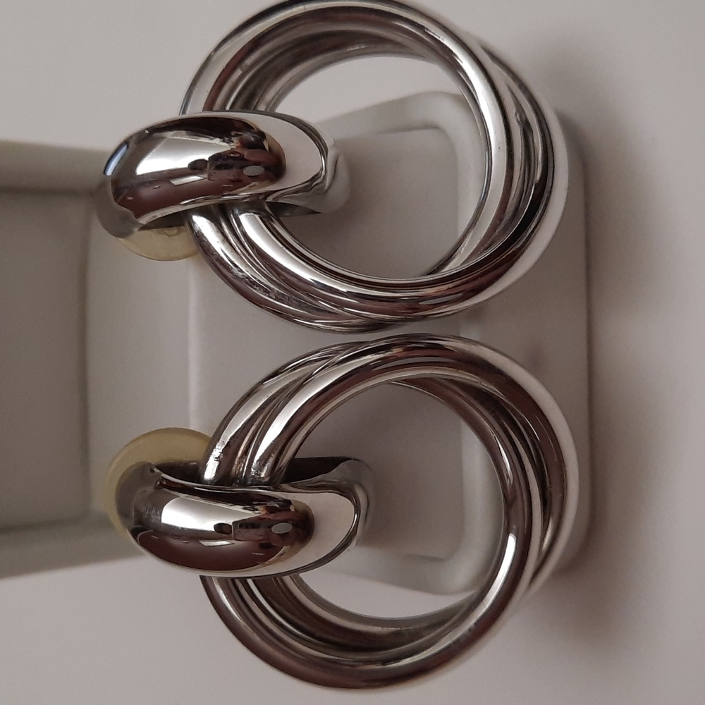 Silvertone pierced earrings